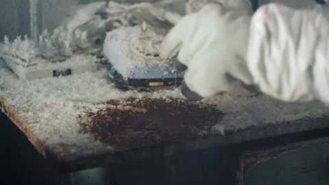 Frozen remnants hint at forgotten scientific site. Chilled surroundings and Stock Footage 346475189