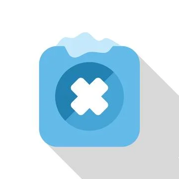 Frozen remove button with cross sign and long shadow 스톡 일러스트