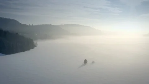 Frozen River Aerial Stock Footage 125105836