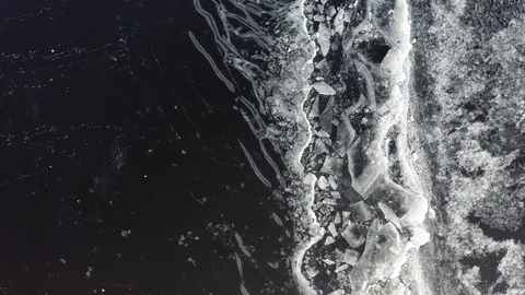 Frozen river in aerial view Stock Footage 120589569