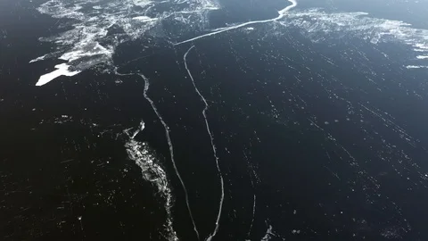 Frozen river in aerial view Stock Footage 120589598