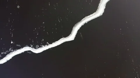 Frozen river in aerial view Stock Footage 120589613