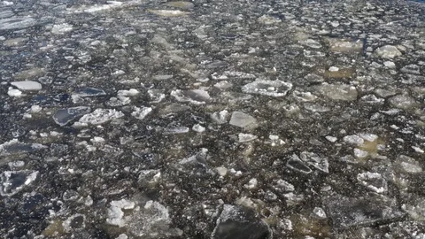 Frozen river in aerial view Video stock 126421767
