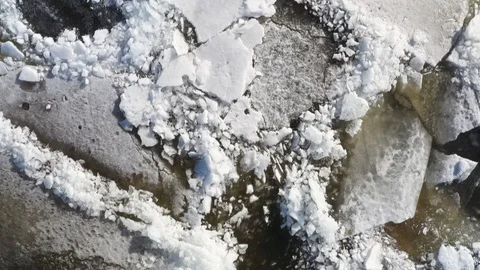 Frozen river in aerial view Video stock 126421858