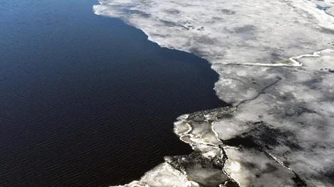 Frozen river in aerial view Video stock 126421952