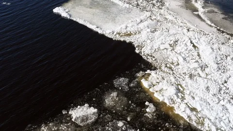 Frozen river in aerial view Video stock 126422077