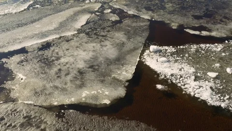 Frozen river in aerial view Video stock 127277093