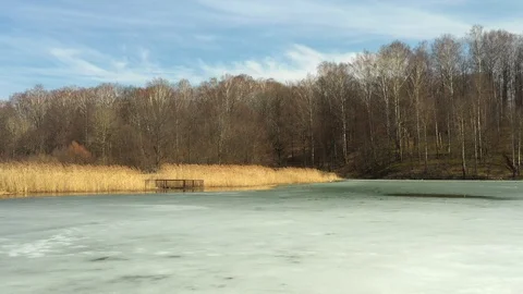 Frozen river in aerial view Video stock 128588830