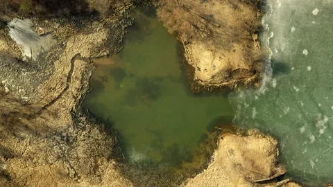 Frozen river in aerial view Video stock 128588883