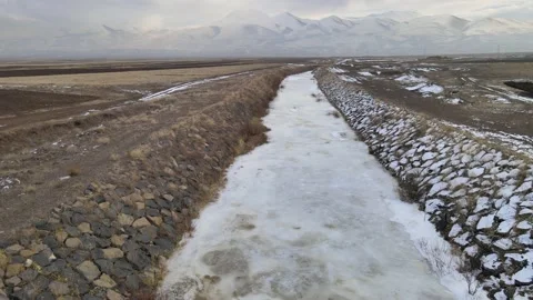 Frozen river aerial view Video stock 237161169