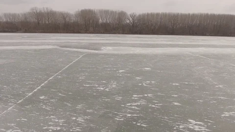 Frozen river from the air Stock Footage 74917767