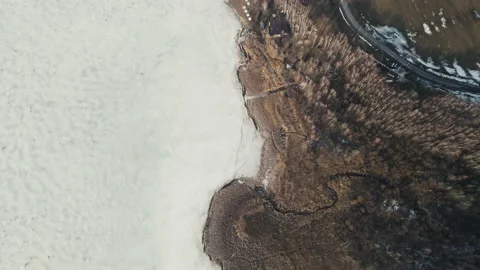 Frozen river and shore. aerial shooting from the top Stock Footage 150903653