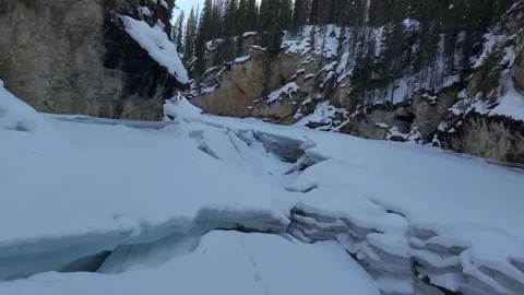 Frozen River Canyon Flight Video stock 306046043