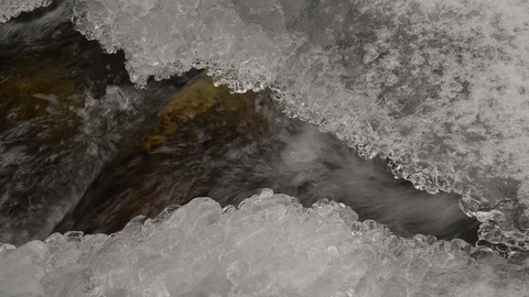Frozen river closeup Stock Footage 100258980