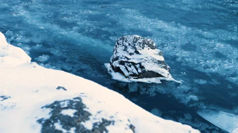 Frozen river, Cold winter or spring landscape, A frozen river with a huge Stock Footage 167483748