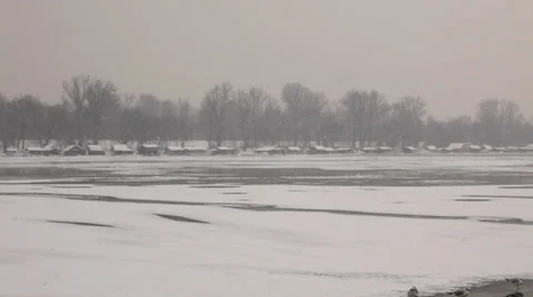 Frozen river Danube landscape Stock Footage 35925818