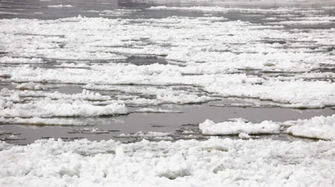 Frozen river Danube at winter - ice floating over river surface Stock Footage 35927461