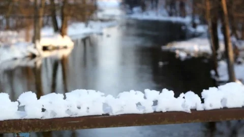 Frozen river Stock Footage 99119078