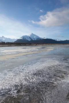 Frozen River with Ice Stock Photos
