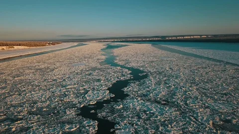 Frozen river. Ice on river Stock Footage 88162863