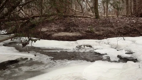 Frozen river with ice on the top Stock Footage 102388629