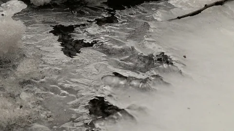 Frozen river with ice on the top Stock Footage 102388654