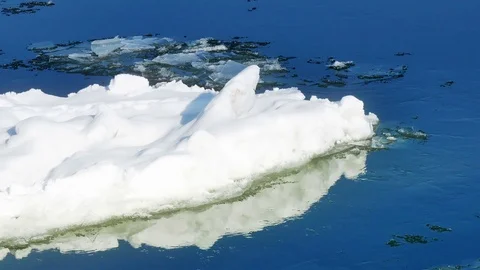 Frozen River with Icebergs in Winter Stock-Footage 71792204