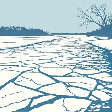 Frozen River With Icy Texture Close Up vector illustration design 129 Stock Illustration