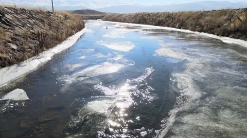 Frozen river nature Stock Footage 239263355