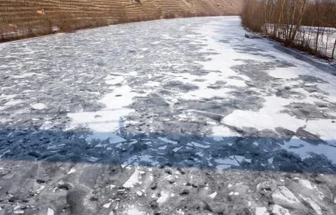 Frozen river Stock Photos