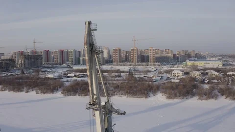 Frozen river port Video stock 102096822