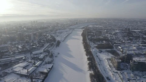 Frozen river port Video stock 102097692