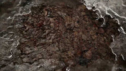Frozen river with rocks Stock Footage 102388589
