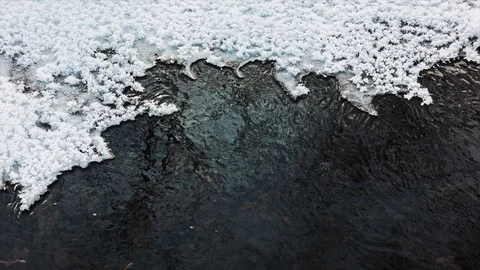 Frozen river. Stream in the ice. Winter river. Stock Footage 99511578