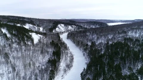 Frozen river in the taiga. Stock Footage 152505878