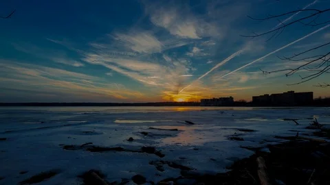 Frozen River Timelapse Stock Footage 82390347