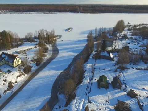 Frozen river tributary Video stock 80081297