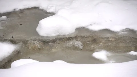 Frozen river water movement in slow motion Winter time Stock Footage 87905972
