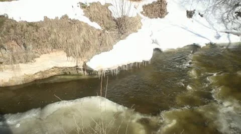 Frozen River in Winter Video stock 22024941