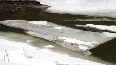 Frozen river in winter Stock Footage 75455464