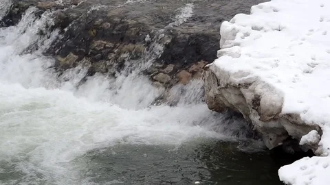 Frozen river in winter Stock Footage 75940812