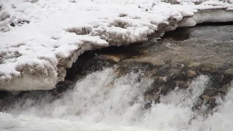 Frozen river in winter Stock Footage 75940821