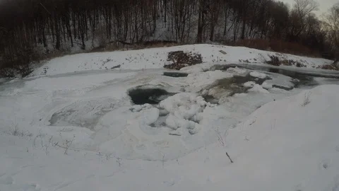 Frozen river in winter Stock Footage 99190159