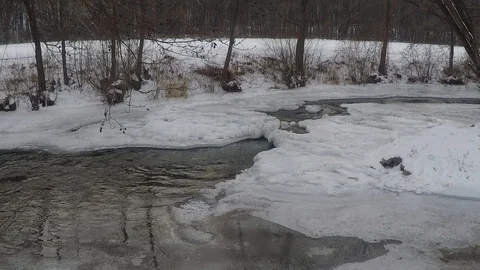 Frozen river in winter Stock Footage 99190255