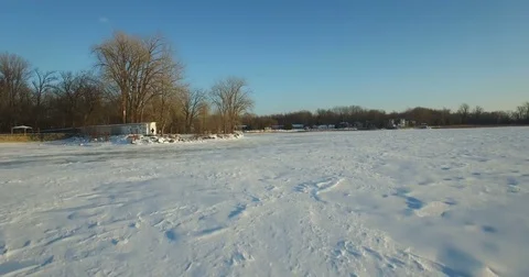 Frozen river &amp; winter landscape by the shore in Montreal, Canada Stock Footage 76165895