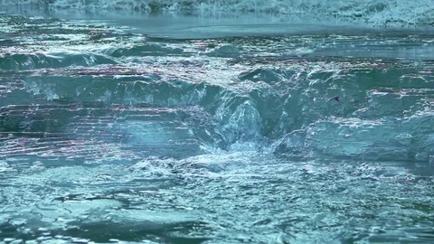 Frozen river in the winter mountain forest Stock Footage 99245131