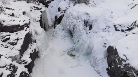 Frozen Rjukandefoss waterfall Stock Footage 171276310