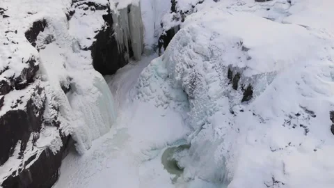 Frozen Rjukandefoss waterfall Stock Footage 171276345