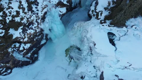 Frozen Rjukandefoss waterfall Stock Footage 176972547