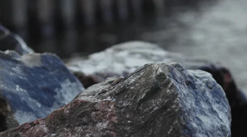 Frozen Rocks, Water Stock-Footage 33694372